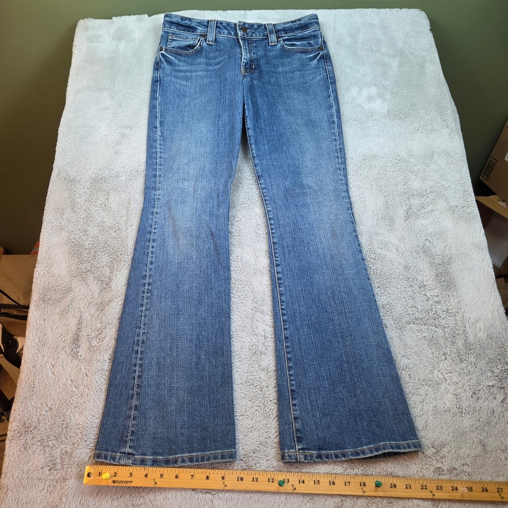 Gap Curvy Flare Jeans Womens Sz 8 Regular Mid Rise Distressed Blue Cotton‎ Blend